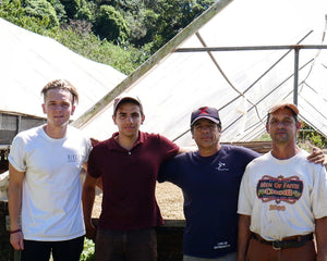 Will from River Coffee Roasters and the Montero family in Costa Rica