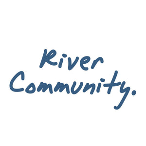 Blue text 'River Community.' on a white background